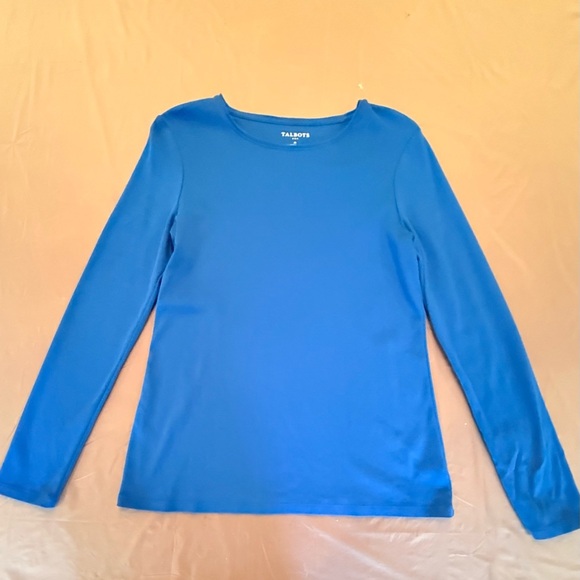 NWOT Talbots Royal Blue Long Sleeve Cotton Tee Size Medium - Picture 2 of 7